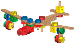 Drewniany zestaw konstrukcyjny 4w1 auto samolot motor dźwig Melissa and Doug