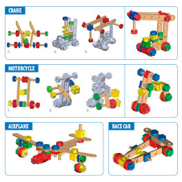 Drewniany zestaw konstrukcyjny 4w1 auto samolot motor dźwig Melissa and Doug