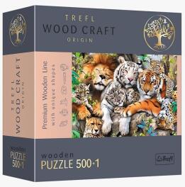 Puzzle drewniane 500+1 Dzikie koty w dżungli TREFL