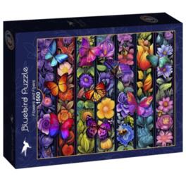 Puzzle 1500 Kolorowe kwiaty i motyle
