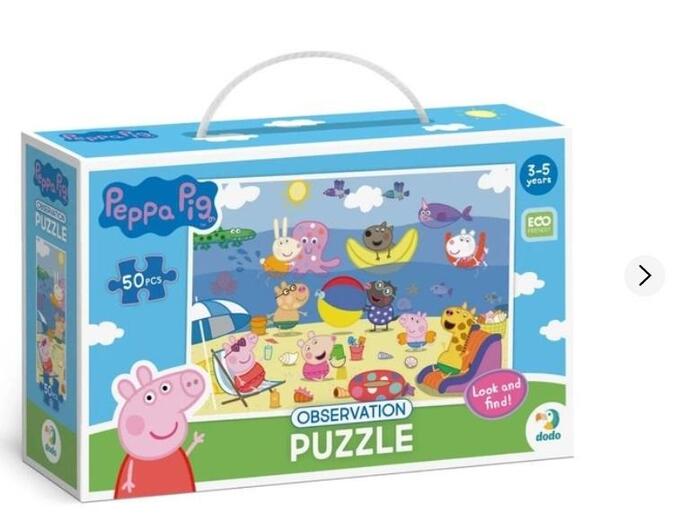 Puzzle 50 obserwacyjne Świnka Peppa. Wakacje