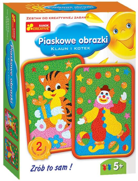 Piaskowe obrazki - Klaun i kotek