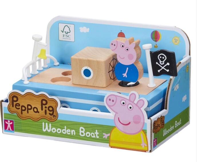 Peppa Pig - Drewniana łódka z figurką