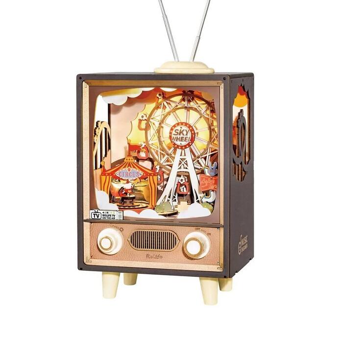 Puzzle Drewniane 3D Pozytywka Telewizor retro